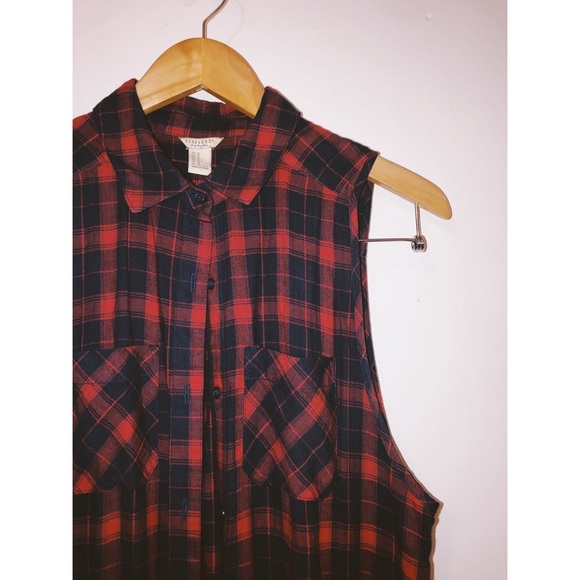 🥀SOLD✨ Forever 21 red plaid flannel dress M - Picture 2 of 5